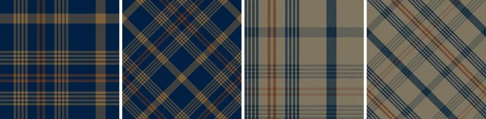 Plaid pattern set seamless tartan check plaid for skirt, tablecloth Stock Illustration