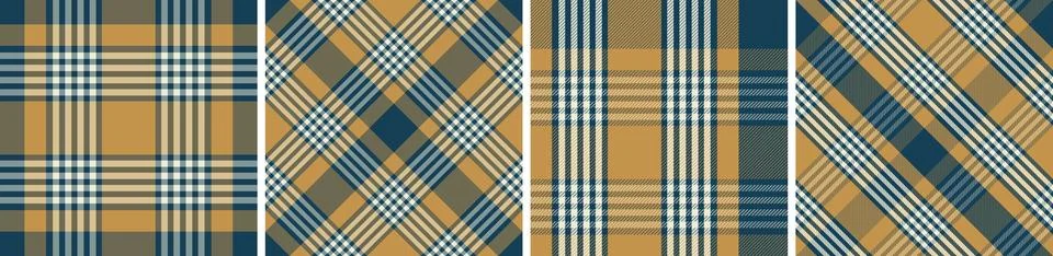 Plaid pattern set seamless tartan check plaid for skirt, tablecloth, blanket Stock Illustration