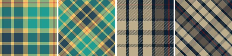 Plaid pattern set seamless tartan check plaid for skirt, tablecloth 스톡 일러스트
