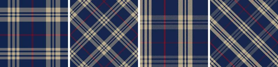 Plaid pattern set seamless tartan check plaid for skirt, tablecloth Stock Illustration
