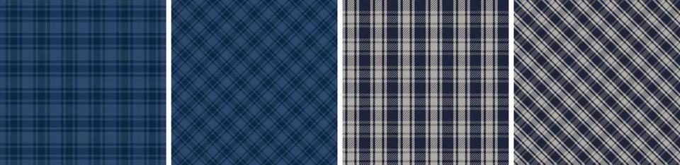 Plaid pattern set seamless tartan check plaid for skirt, tablecloth, blanket Illustrazione stock
