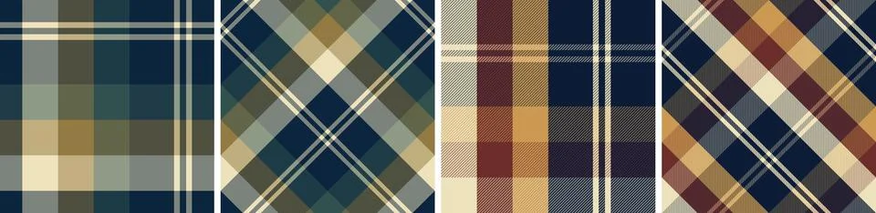 Plaid pattern set seamless tartan check plaid for skirt, tablecloth Illustrazione stock