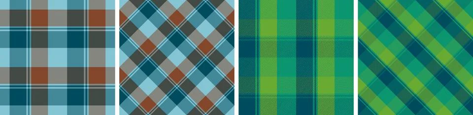 Plaid pattern set seamless tartan check plaid for skirt, tablecloth Stock Illustration