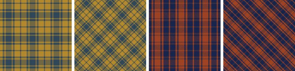 Plaid pattern set seamless tartan check plaid for skirt, tablecloth Stock Illustration