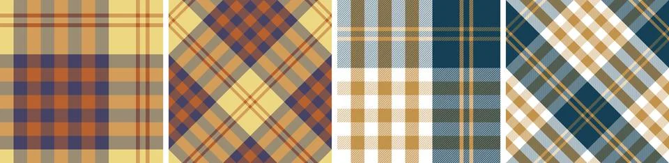 Plaid pattern set seamless tartan check plaid for skirt, tablecloth, blanket Stock Illustration