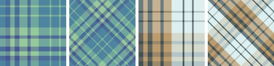 Plaid pattern set seamless tartan check plaid for skirt, tablecloth, blanket Stock Illustration