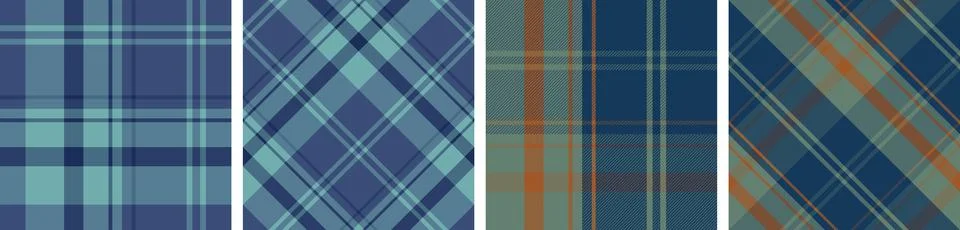 Plaid pattern set seamless tartan check plaid for skirt, tablecloth, blanket Illustrazione stock
