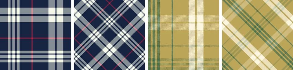 Plaid pattern set seamless tartan check plaid for skirt, tablecloth, blanket, Illustrazione stock