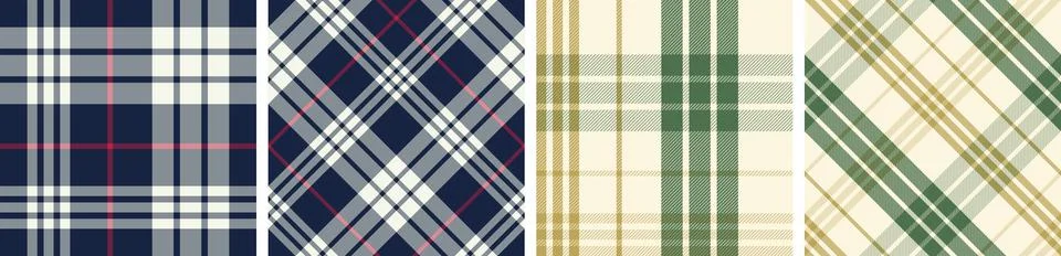 Plaid pattern set seamless tartan check plaid for skirt, tablecloth, blanket Stock Illustration