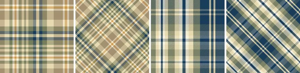 Plaid pattern set seamless tartan check plaid for skirt, tablecloth, blanket Stock Illustration