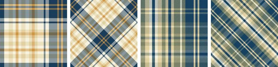 Plaid pattern set seamless tartan check plaid for skirt, tablecloth, blanket Stock Illustration