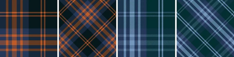Plaid pattern set seamless tartan check plaid for skirt, tablecloth Stock Illustration