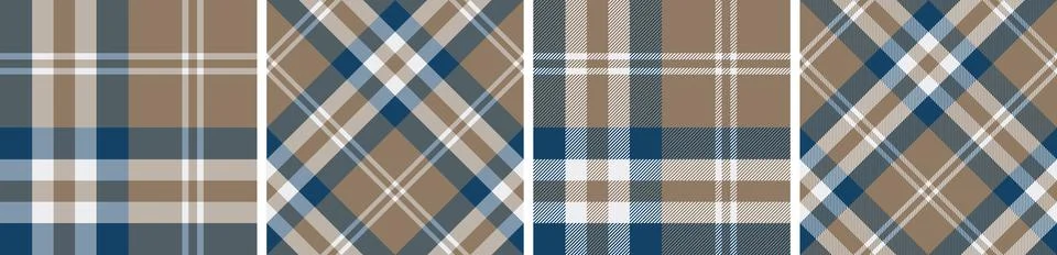 Plaid pattern set seamless tartan check plaid for skirt Stock Illustration
