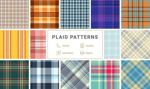 Plaid pattern set for small sewing studios and bespoke fashion. Seamless ve.. Stock Illustration