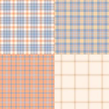 Plaid pattern set for spring apparel and accessories. Tartan textures elevate 스톡 일러스트