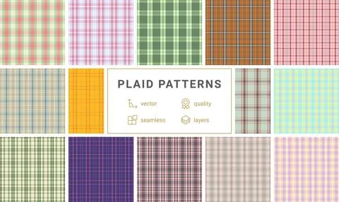 Plaid pattern set for stocking hangers. Classic tartan textures create char.. Stock Illustration