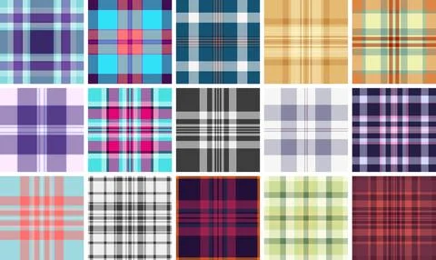 Plaid pattern set suitable for digital papers, mockups, and printables. Vecto Stock Illustration