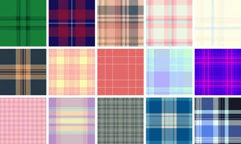 Plaid pattern set suitable for DIY crafts, digital papers, and product mockup Stock Illustration