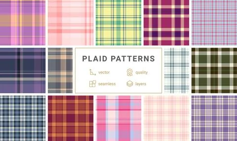 Plaid pattern set tailored for composition notebooks. Classic tartan designs  Stock Illustration