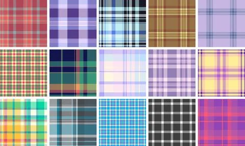 Plaid pattern set tailored for digital product mockups. Vector tartan textu.. Stock Illustration