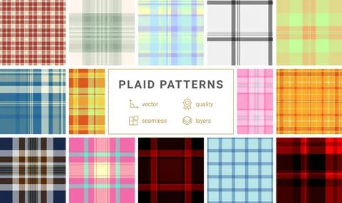 Plaid pattern set tailored for digital wallpapers for devices. Vector patte.. Stock Illustration