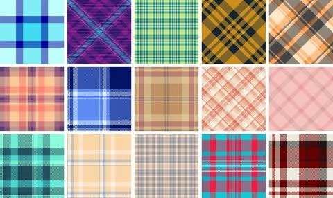 Plaid pattern set tailored for holiday accessories. Seamless repeats bring .. Stock Illustration