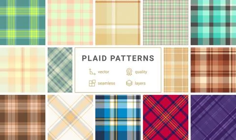 Plaid pattern set tailored for leggings and pants. Stylish tartan repeats e.. Stock Illustration