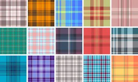 Plaid pattern set tailored for sketch pads. Seamless tartan patterns enhance  Stock Illustration