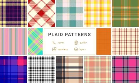Plaid pattern set tailored for UI mockups. Vector tartan patterns add polis.. Stockillustratie