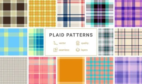 Plaid pattern set tailored for UI mockups and wireframes. Vector patterns a.. Stock Illustration