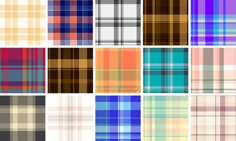 Plaid pattern set for ties and bowties. Classic tartan patterns elevate forma Stock Illustration