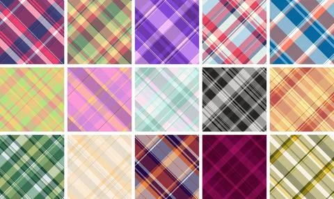 Plaid pattern set for ties and bowties. Classic tartan patterns elevate forma イラスト素材