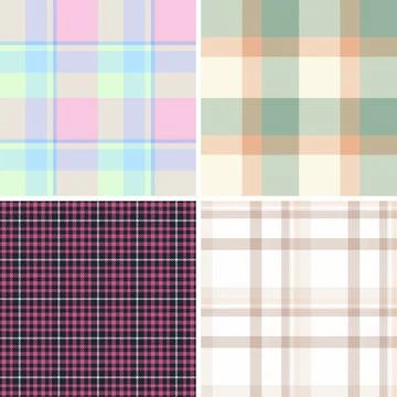 Plaid pattern set for tote bags. Classic tartan textures create stylish and.. Stock Illustration