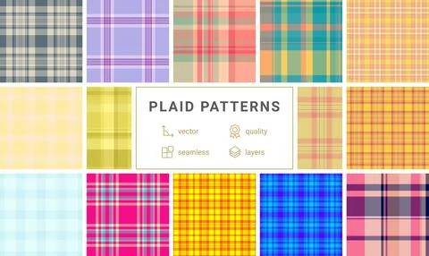 Plaid pattern set for warm weather fashion. Perfect for layering, vacation ou Stock Illustration