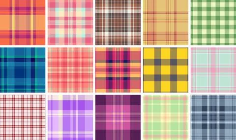 Plaid pattern set for warm weather fashion. Perfect for layering, vacation .. Stock Illustration