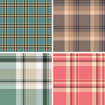 Plaid pattern set for website banners. Coordinated patterns create cohesive o Ilustração Stock