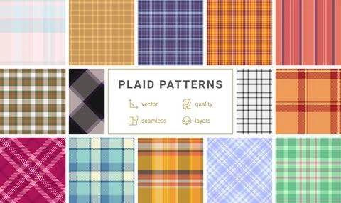 Plaid pattern set for website footers and sidebars. Seamless repeats create.. Stock Illustration