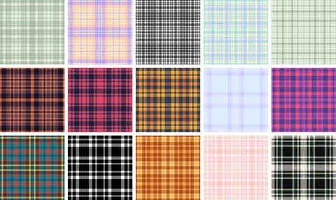 Plaid pattern set for website footers and sidebars. Seamless repeats create.. Stock Illustration