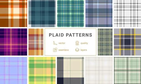 Plaid pattern set for women's relaxed wardrobe. Seamless vector patterns su.. Stock Illustration