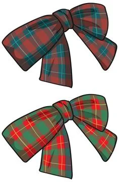 Plaid Patterned Bows in Red and Green Tones Stock Illustration