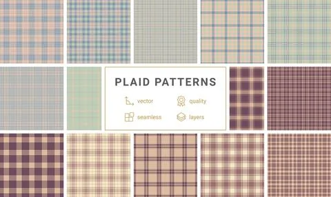 Plaid patterns in soft tones, featuring geometric designs for linen fabric .. Illustrazione stock