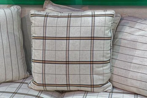 Plaid pillow sofa Foto stock