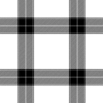 Plaid seamless pattern in black white. Check fabric texture. Vector textile.. Stock Illustration