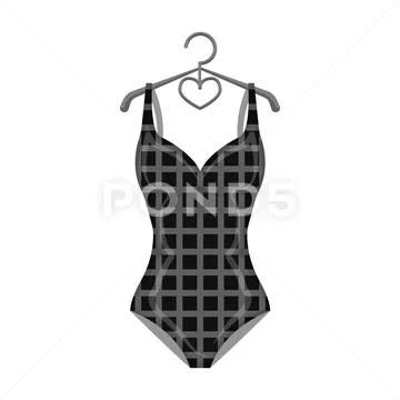 Plaid swimsuit in red and . Underwear for swimming.Swimcuits single icon in Stock Illustration