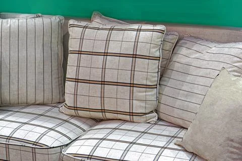 Plaid textile sofa Foto stock