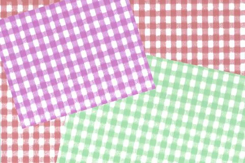 Plaids Gingham check painting pattern background ,pink, green,blue,orange Illustrazione stock