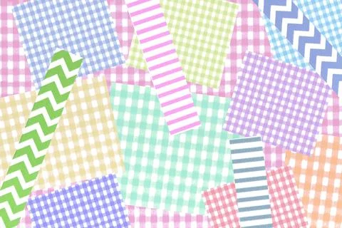 Plaids Gingham check painting pattern background ,pink, green,blue,orange Stock Illustration