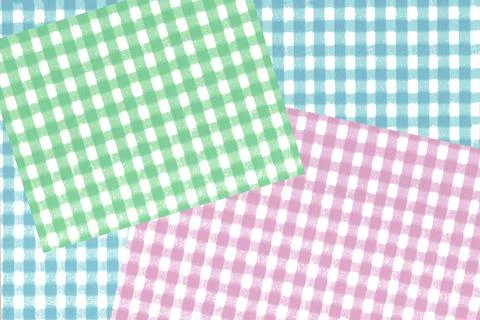 Plaids Gingham check painting pattern background ,pink, green,blue,orange Stock Illustration