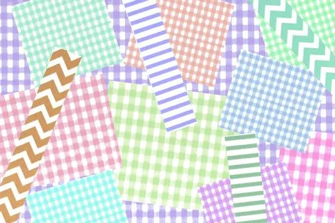 Plaids Gingham check painting pattern background ,pink, green,blue,orange Stock Illustration