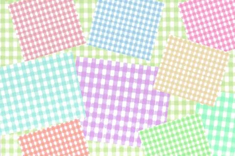 Plaids Gingham check painting pattern background ,pink, green,blue,orange Illustrazione stock